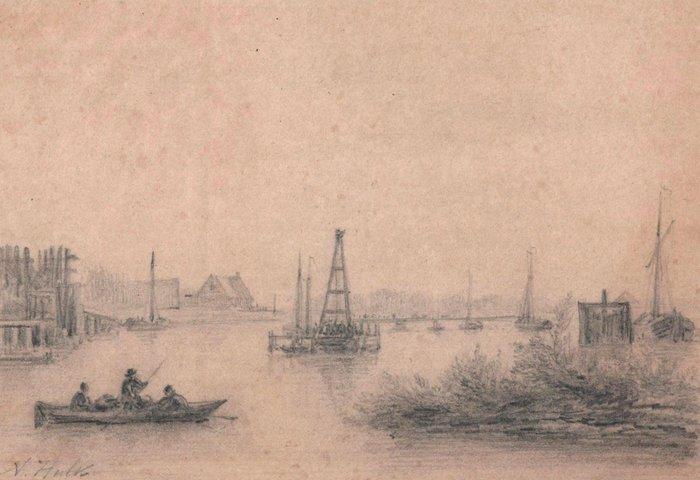 Abraham Hulk (1813-1897) - Waterlandschap, Antiek en Kunst, Kunst | Schilderijen | Klassiek