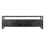 Tv-meubel Mangohout Britt 220 Zwart, Verzenden, Nieuw, 200 cm of meer, Minder dan 100 cm