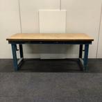 Werkbank / Werktafel (bxd) 200x90 cm, blauw metaal onderstel, Gebruikt, Ophalen of Verzenden