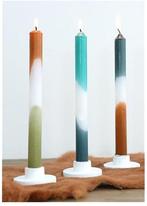Kaarsen Dip Dye Petrol Olive 24 cm Ø2,5 set 3 stuks, Ophalen of Verzenden, Nieuw