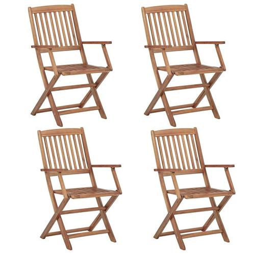 Klapstoelen Acaciahout 4 stuks - Tweedekansje - Duurzaam..., Huis en Inrichting, Stoelen, Vier, Bruin, Nieuw, Hout, Ophalen of Verzenden