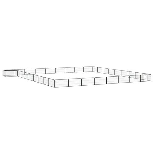 Hondenkennel 36 panelen 100x50 cm gepoedercoat staal zwart, Dieren en Toebehoren, Hondenhokken, Nieuw, Verzenden