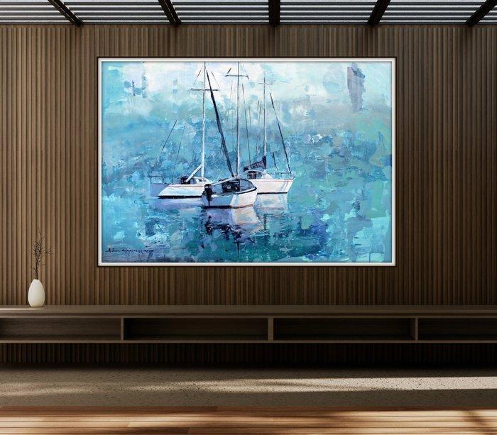 Adam Wajerczyk - Boats XL, Antiek en Kunst, Kunst | Schilderijen | Modern