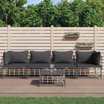 vidaXL 5-delige Loungeset met kussens poly rattan, Verzenden, Nieuw, Rotan, Loungeset