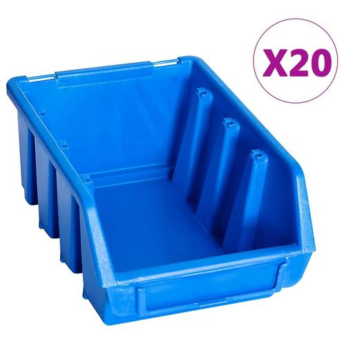 vidaXL Stapelbakken 20 st kunststof blauw, Doe-het-zelf en Verbouw, Gereedschapskisten, Nieuw, Verzenden