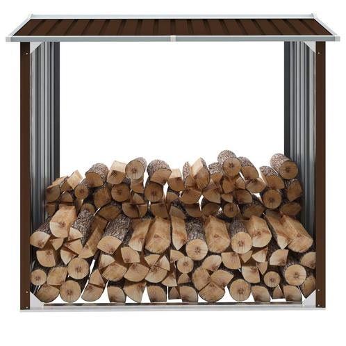 Haardhoutschuur 172x91x154 cm gegalvaniseerd staal bruin, Tuin en Terras, Tuinhuizen, Nieuw, Verzenden