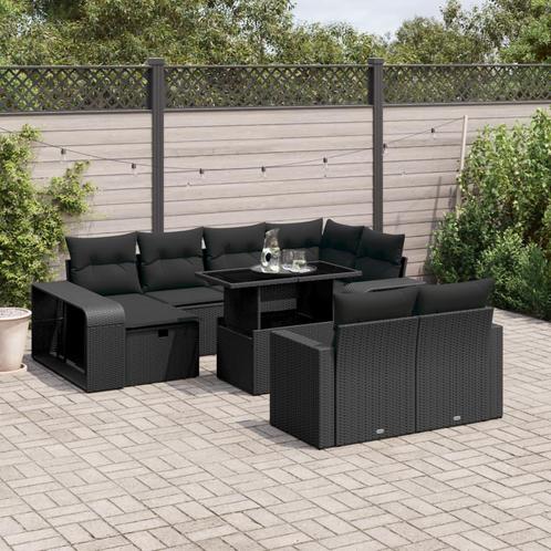 vidaXL 11-delige Loungeset met kussens poly rattan zwart, Tuin en Terras, Tuinsets en Loungesets, Loungeset, Nieuw, Rotan, Verzenden