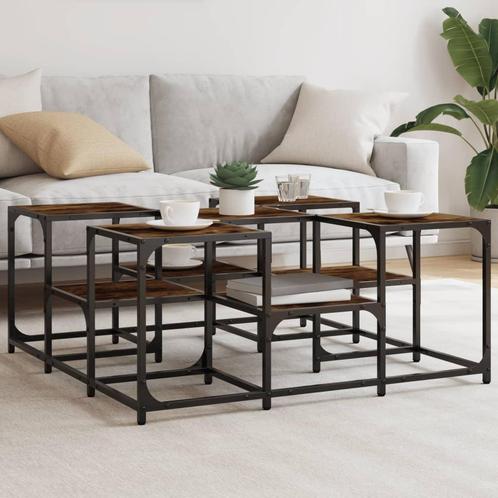 vidaXL Salontafel 91x91x40 cm bewerkt hout gerookt, Huis en Inrichting, Tafels | Salontafels, 50 tot 100 cm, Nieuw, Overige houtsoorten
