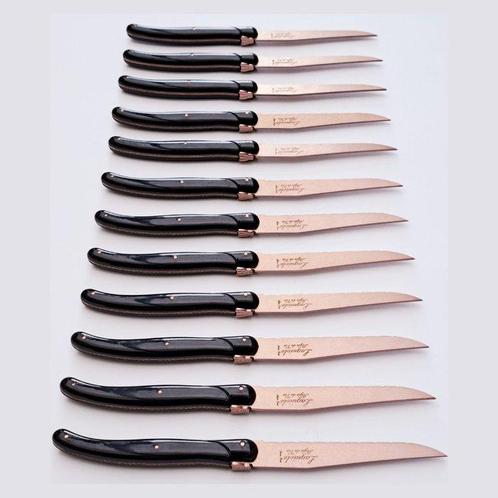 Laguiole - 12x Steak Knives - Copper Red - Style de -, Antiek en Kunst, Antiek | Keukenbenodigdheden