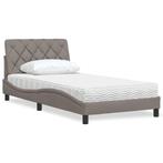 vidaXL Bed met matras stof taupe 100x200 cm, 100 cm, Eenpersoons, Verzenden, Nieuw