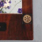 Grote Empire spiegel bloemmahonie met ebbenhout en brons beg, Antiek en Kunst, Antiek | Spiegels, Ophalen of Verzenden