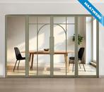 Dubbele stalen taatsdeur met glaspanelen Olijfgroen 5 Vlaks, Nieuw, Metaal, Overige typen