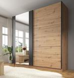 Kledingkast Saturn - Eiken - Zwart - 217x210x56 cm, Huis en Inrichting, Kasten | Vitrinekasten, Nieuw, 200 cm of meer, Industrieel