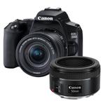 Canon EOS 250D Zwart + 18-55mm IS STM + 50mm f/1.8 STM, Audio, Tv en Foto, Fotocamera's Digitaal, Nieuw, Spiegelreflex, Canon