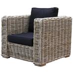 Nissah lounge tuinstoel naturel rotan - olefin black -, Ophalen of Verzenden, Nieuw