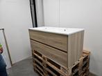 Badmeubel 120 x 46 cm eiken met witte wastafel en 2, Ophalen of Verzenden, Nieuw, Bad