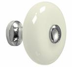 Meubelknop Lara porselein 34mm ivoor/glans nikkel, Ophalen of Verzenden, Nieuw