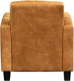 Bruine leren landelijke fauteuil - poot hout bruin - Kenia L, Huis en Inrichting, Fauteuils, Nieuw, Ophalen of Verzenden, Landelijk