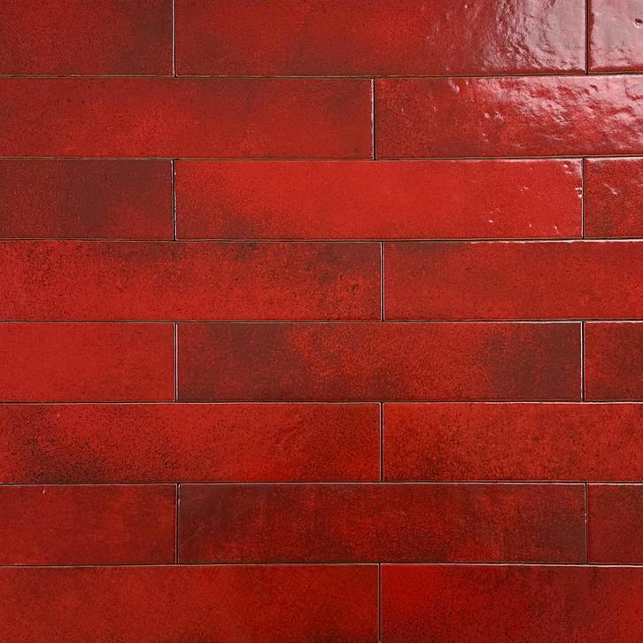 Wandtegel menorca volcanic rood glans vintage craquele, Doe-het-zelf en Verbouw, Tegels, Wandtegels, Nieuw, 10 m² of meer, Keramiek