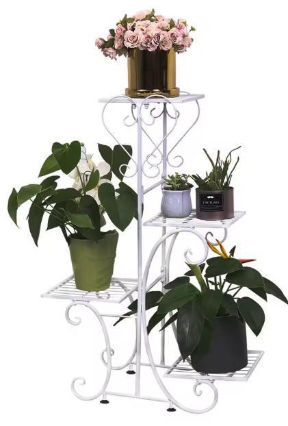 Metalen Plantenstandaard - 4 Etages - Binnen en Buiten, Tuin en Terras, Kassen, Nieuw, Verzenden