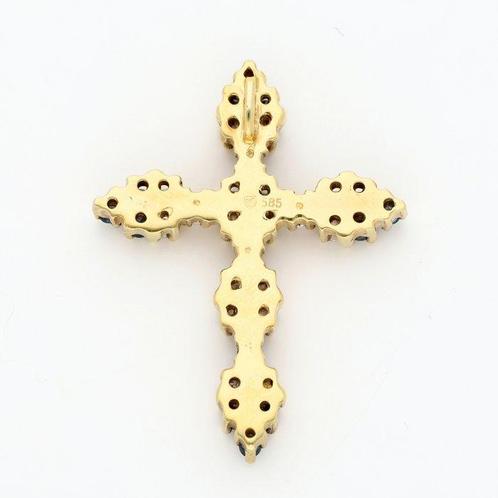 Hanger - 14 karaat Geel goud Diamant (Natuurlijk) - Saffier, Sieraden, Tassen en Uiterlijk, Antieke sieraden