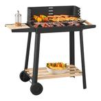 Houtskool BBQ Ari met zijpanelen 78x86x30 cm zwart en houtkl, Tuin en Terras, Houtskoolbarbecues, Verzenden, Nieuw