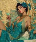I_KONIQ - Art deco attractive woman enjoying blue thunder
