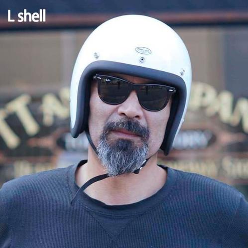 TT.CO klassieke biker helm - WIT of ZWART - pothelm jethelm, Motoren, Kleding | Motorhelmen, Jethelm, Nieuw met kaartje, Overige merken