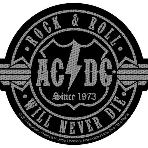 AC/DC - Rock & Roll Will Never Die - patch off. merchandise, Verzamelen, Muziek, Artiesten en Beroemdheden, Overige typen, Nieuw