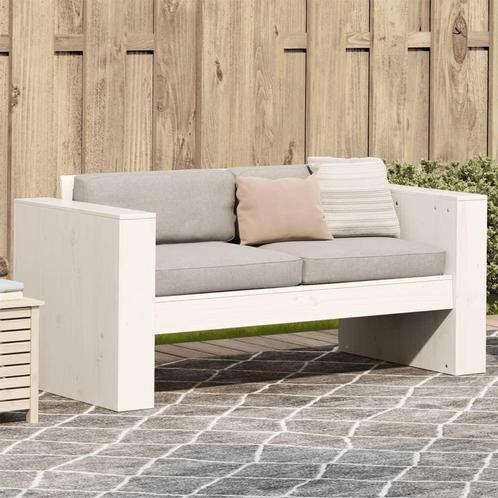 vidaXL Tuinbank 2-zits 134x60x62 cm massief grenenhout wit, Tuin en Terras, Tuinsets en Loungesets, Nieuw, Verzenden