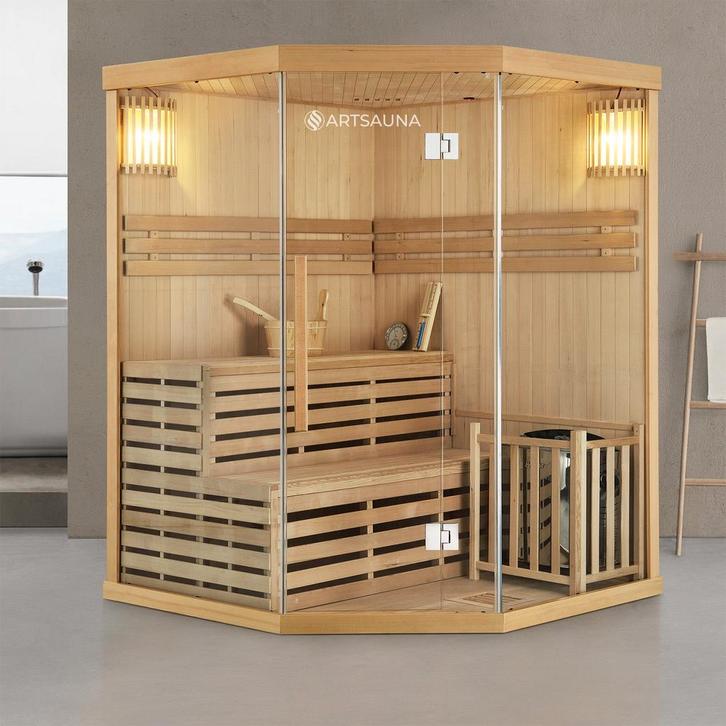 Binnensauna Espoo 150 Premium - Finse saunacabine - 150x150x, Sport en Fitness, Sauna, Nieuw, Verzenden