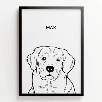 Hond of kat als lijntekening – gepersonaliseerd portret beschikbaar voor biedingen
