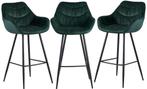 Sky Style 3x Kalmar Velvet Barstoel Groen, Ophalen of Verzenden, Nieuw
