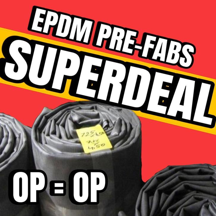 EPDM Prefabs en Rollen | € 8,50m² excl. btw, Doe-het-zelf en Verbouw, Dakpannen en Dakbedekking, Zwart, 15 m² of meer, Nieuw, Overige materialen