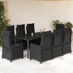vidaXL 9-delige Tuinset poly rattan zwart, Tuin en Terras, Tuinsets en Loungesets, Nieuw, 8 zitplaatsen, Tuinset, Verzenden
