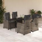 vidaXL 5-delige Tuinset met kussens poly rattan grijs, Tuin en Terras, 4 zitplaatsen, Nieuw, Tuinset, Verzenden