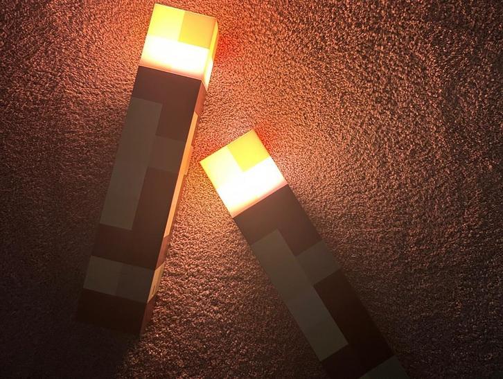 Minecraft Torch Lamp | Set van 2 | Met Gratis Sleutelhanger, Kinderen en Baby's, Speelgoed | Overig, Jongen of Meisje, Nieuw, Ophalen of Verzenden