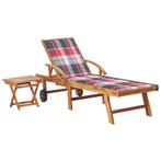vidaXL Ligbed met tafel en kussen massief teakhout, Verzenden, Nieuw
