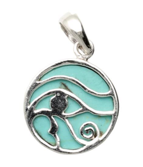 Zilveren Oog van Horus met turquoise kettinghanger, Sieraden, Tassen en Uiterlijk, Kettinghangers, Verzenden