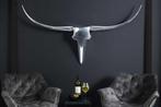 Modern design wanddecoratie BULL XL 120cm zilver aluminium, Ophalen of Verzenden, Nieuw