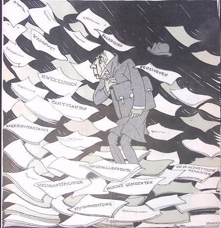 Colijn midden in de demagogie op spotprent (lijst optie), Antiek en Kunst, Kunst | Litho's en Zeefdrukken, Verzenden