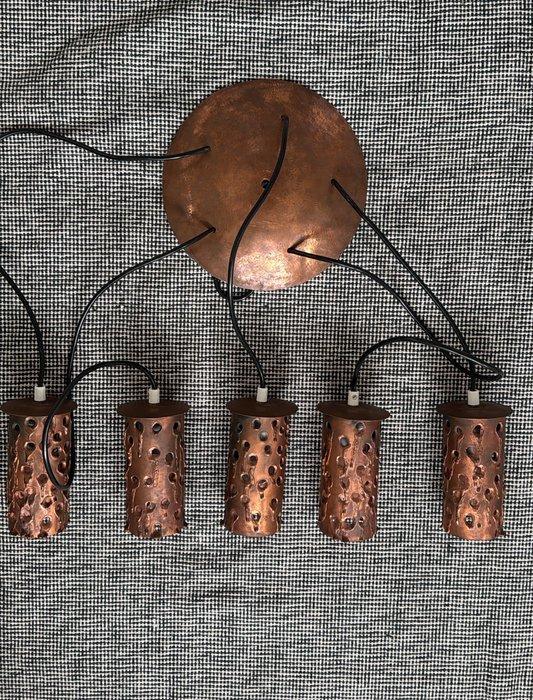 Plafondlamp - Koper - Brutalist Koper Hanglamp, Antiek en Kunst, Antiek | Lampen