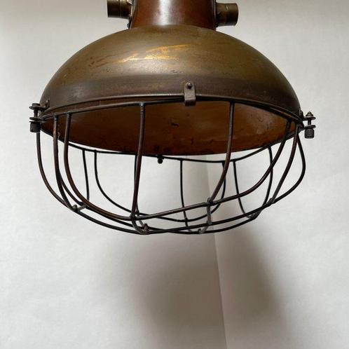 Plafondlamp - Koper, Messing - koperen messing fabriek lamp, Antiek en Kunst, Antiek | Wandborden en Tegels