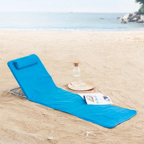 [en.casa] Strandmat Cellorigo met rugleuning set van 2 blauw, Tuin en Terras, Ligbedden, Nieuw, Verzenden