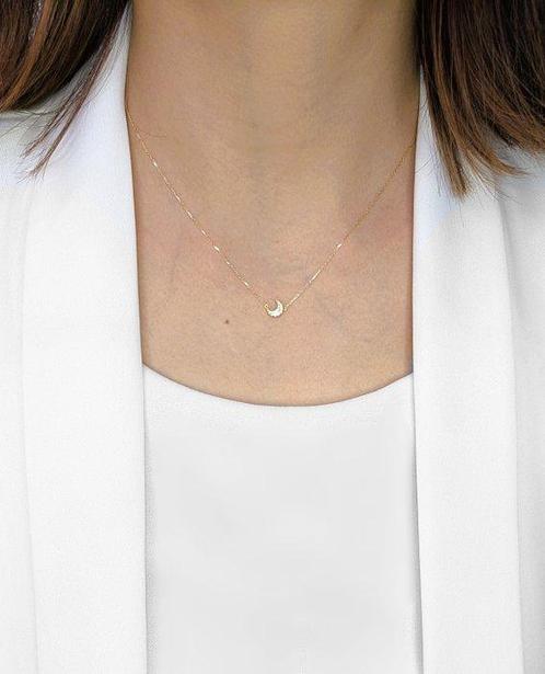 Ahkah - Halsketting - 18 karaat Geel goud - 0.05ct. tw., Sieraden, Tassen en Uiterlijk, Kettingen