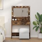vidaXL Make-up Tafel met LED Verlichting - Geroosterd Eiken, Huis en Inrichting, Tafels | Kaptafels, Verzenden, Nieuw