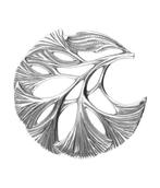 Zilveren Ginkgo blad in rond Art Nouveau Jugendstil XL hange, Verzenden, Nieuw