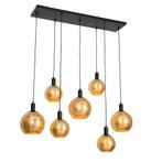Design hanglamp zwart met goud glas 7-lichts - Bert, Huis en Inrichting, Lampen | Hanglampen, Nieuw, Glas, Design, 75 cm of meer