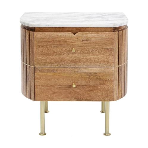 *WOONWINKEL* Kare Design Grace Nachtkastje Mangohout En Marm, Huis en Inrichting, Slaapkamer | Nachtkastjes, Nieuw, Verzenden