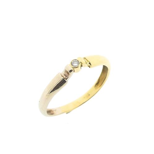 Bicolor gouden solitair ring met diamant; 0,04 ct. | Heren, Sieraden, Tassen en Uiterlijk, Ringen, Heer, Met edelsteen, Overige kleuren